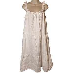 4OUR Dreamers Anthropologie Midi Dress Large White Linen Rayon Sleeveless Boho